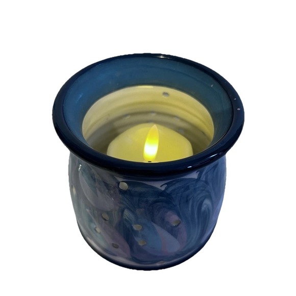 Signed Pottery Votive Candle Holder Illuminate with‎ Holes 1994 Artisian Boho - Picture 6 of 8